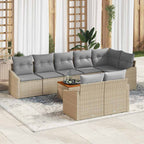Gartensofa-set mit Kissen 9 pcs Beige Poly-Rattan