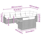 Gartensofa-set mit Kissen 9 pcs Beige Poly-Rattan