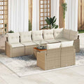 Gartensofa-set mit Kissen 9 pcs Beige Poly-Rattan