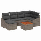 Gartensofa-set mit Kissen 7 pcs Grau Poly-Rattan
