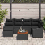 Gartensofa-set mit Kissen 7 pcs Schwarz Poly-Rattan