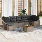 Gartensofa-set mit Kissen 8 pcs Grau Poly-Rattan
