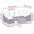 Gartensofa-set mit Kissen 8 pcs Grau Poly-Rattan