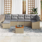 Gartensofa-set mit Kissen 8 pcs Beige Poly-Rattan