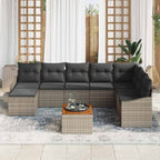 Gartensofa-set mit Kissen 9 pcs Grau Poly-Rattan