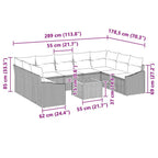 Gartensofa-set mit Kissen 10 pcs Beige Poly-Rattan