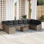 Gartensofa-set mit Kissen 11 pcs Grau Poly-Rattan