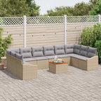 Gartensofa-set mit Kissen 11 pcs Beige Poly-Rattan
