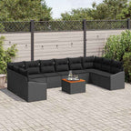Gartensofa-set mit Kissen 11 pcs Schwarz Poly-Rattan