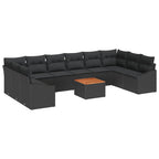 Gartensofa-set mit Kissen 11 pcs Schwarz Poly-Rattan