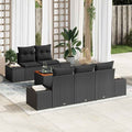 Gartensofa-set mit Kissen 6 pcs Schwarz Poly-Rattan