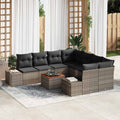 Gartensofa-set mit Kissen 9 pcs Grau Poly-Rattan