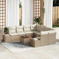 Gartensofa-set mit Kissen 9 pcs Beige Poly-Rattan
