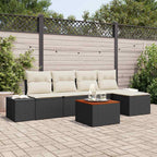 Gartensofa-set mit Kissen 6 pcs Schwarz Poly-Rattan