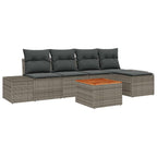 Gartensofa-set mit Kissen 6 pcs Grau Poly-Rattan