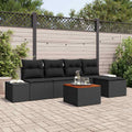 Gartensofa-set mit Kissen 6 pcs Schwarz Poly-Rattan