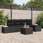 Gartensofa-set mit Kissen 6 pcs Schwarz Poly-Rattan