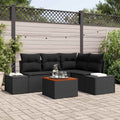 Gartensofa-set mit Kissen 5 pcs Schwarz Poly-Rattan