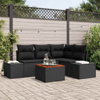 Gartensofa-set mit Kissen 5 pcs Schwarz Poly-Rattan