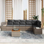 Gartensofa-set mit Kissen 7 pcs Grau Poly-Rattan