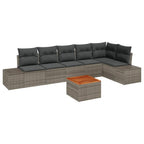 Gartensofa-set mit Kissen 7 pcs Grau Poly-Rattan