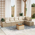 Gartensofa-set mit Kissen 7 pcs Beige Poly-Rattan