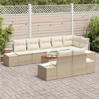 Gartensofa-set mit Kissen 9 pcs Beige Poly-Rattan