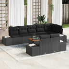 Gartensofa-set mit Kissen 9 pcs Schwarz Poly-Rattan