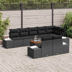 Gartensofa-set mit Kissen 9 pcs Schwarz Poly-Rattan