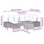 Gartensofa-set mit Kissen 7 pcs Schwarz Poly-Rattan
