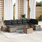Gartensofa-set mit Kissen 8 pcs Grau Poly-Rattan