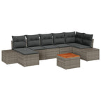 Gartensofa-set mit Kissen 8 pcs Grau Poly-Rattan