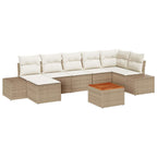 Gartensofa-set mit Kissen 8 pcs Beige Poly-Rattan