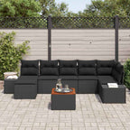 Gartensofa-set mit Kissen 8 pcs Schwarz Poly-Rattan
