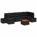 Gartensofa-set mit Kissen 8 pcs Schwarz Poly-Rattan