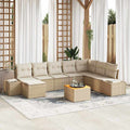 Gartensofa-set mit Kissen 9 pcs Beige Poly-Rattan