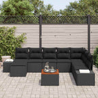 Gartensofa-set mit Kissen 9 pcs Schwarz Poly-Rattan