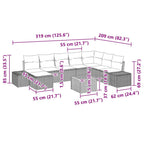 Gartensofa-set mit Kissen 9 pcs Schwarz Poly-Rattan