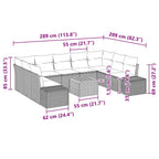 Gartensofa-set mit Kissen 10 pcs Schwarz Poly-Rattan
