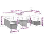 Gartensofa-set mit Kissen 11 pcs Beige Poly-Rattan