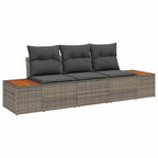 Gartensofa-set mit Kissen 3 pcs Grau Poly-Rattan