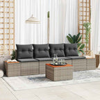 Gartensofa-set mit Kissen 5 pcs Grau Poly Rattan