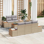 Gartensofa-set mit Kissen 6 pcs Beige Poly Rattan