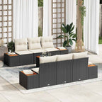 Gartensofa-set mit Kissen 7 pcs Schwarz Poly Rattan
