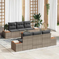 Gartensofa-set mit Kissen 7 pcs Grau Poly Rattan