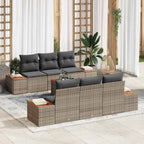 Gartensofa-set mit Kissen 7 pcs Grau Poly Rattan
