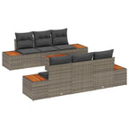 Gartensofa-set mit Kissen 7 pcs Grau Poly Rattan