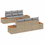 Gartensofa-set mit Kissen 7 pcs Beige Poly Rattan