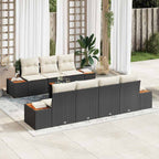 Gartensofa-set mit Kissen 8 pcs Schwarz Poly Rattan