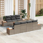 Gartensofa-set mit Kissen 8 pcs Grau Poly Rattan